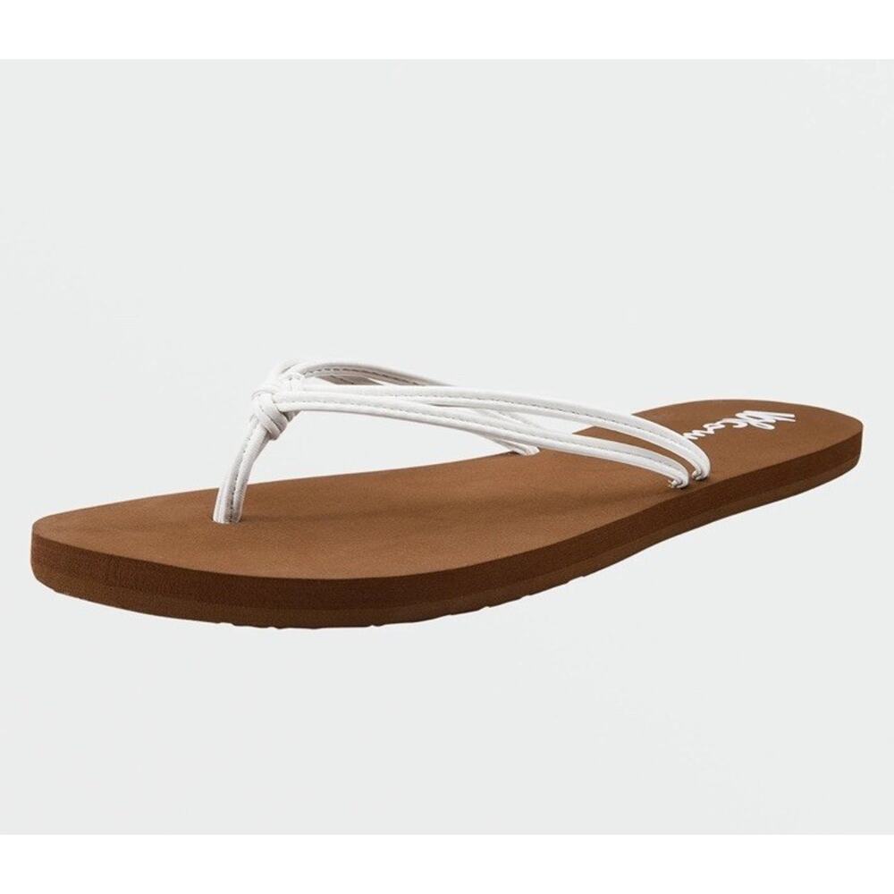 Volcom Minimalist Brown Flip Flops White Strap Thong Sandals Women's Size 10 NWT - Picture 2 of 9